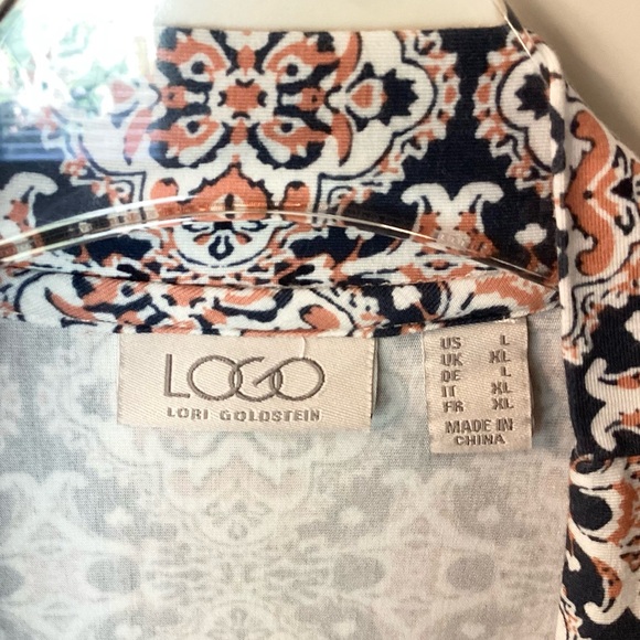 LOGO by Lori Goldstein QVC Open Front Mixed Print Duster - Blue/Pink - L - Picture 9 of 10